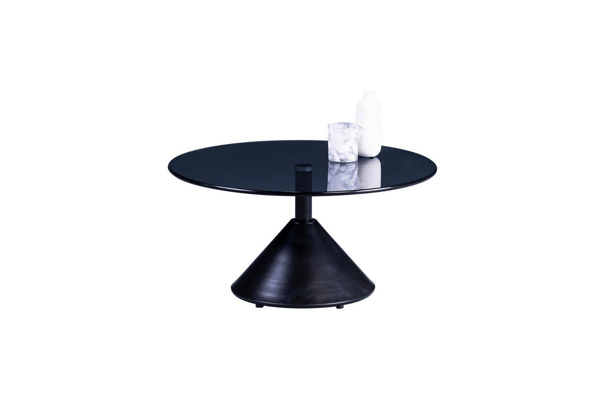 COUCHTISCH Sicherheitsglas 80/80/40 cm rund Grau, Schwarz  - Schwarz/Grau, Trend, Glas/Metall (80/80/40cm) - Boxxx