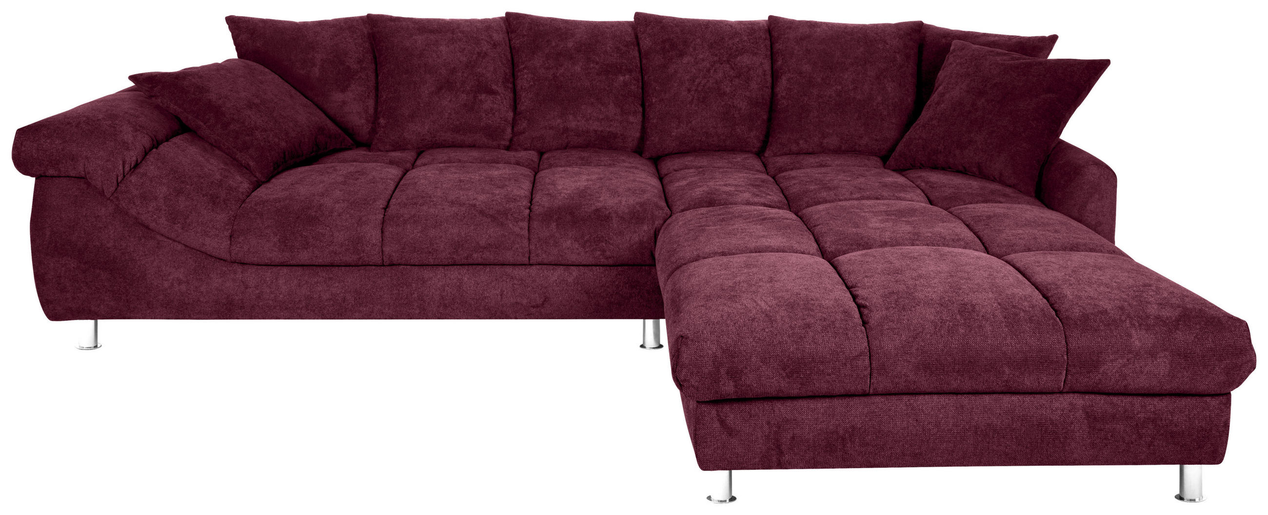 ECKSOFA in Webstoff Bordeaux  - Bordeaux, Design, Textil/Metall (337/228cm) - Carryhome