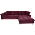 ECKSOFA in Webstoff Bordeaux  - Bordeaux, Design, Textil/Metall (337/228cm) - Carryhome