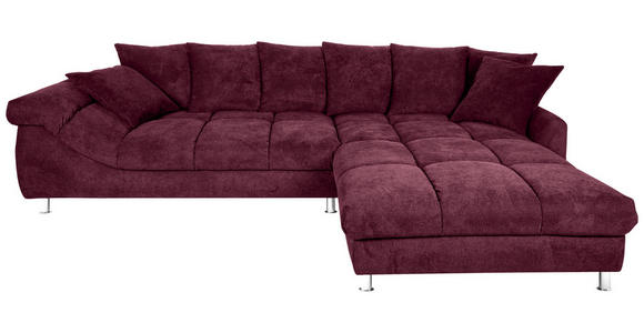 ECKSOFA in Webstoff Bordeaux  - Bordeaux, Design, Textil/Metall (337/228cm) - Carryhome