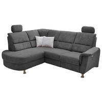 ECKSOFA Anthrazit Mikrofaser  - Chromfarben/Anthrazit, KONVENTIONELL, Textil/Metall (231/45/55cm) - Livetastic