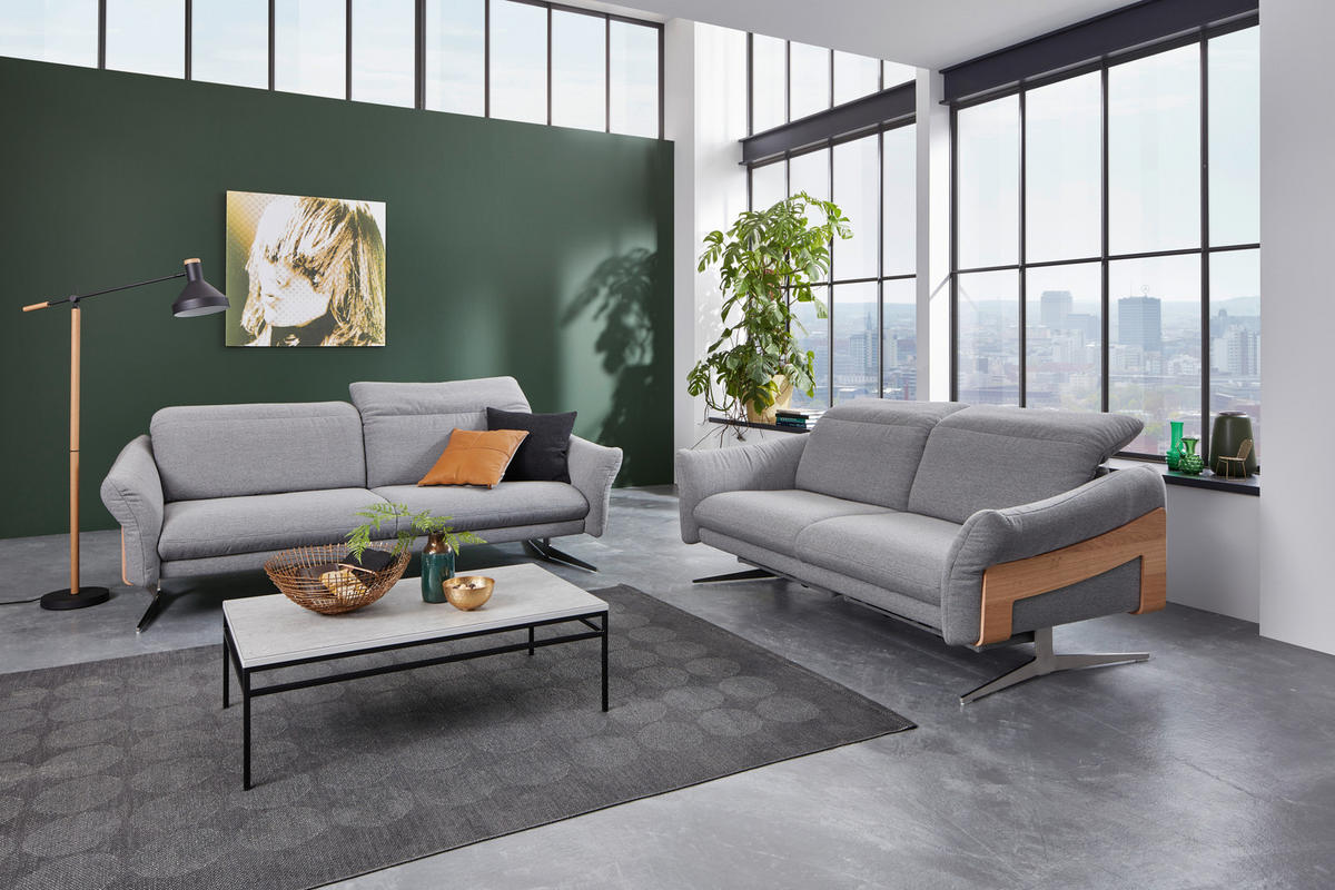 2,5-SITZER in Webstoff Grau  - Anthrazit/Grau, Design, Holz/Textil (193/81/107cm) - Himolla