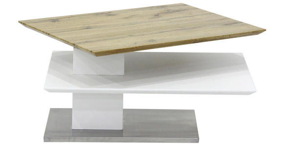 COUCHTISCH in Metall, Holzwerkstoff 80/60/40 cm - Edelstahlfarben/Eichefarben, Design, Holzwerkstoff/Metall (80/60/40cm) - Xora