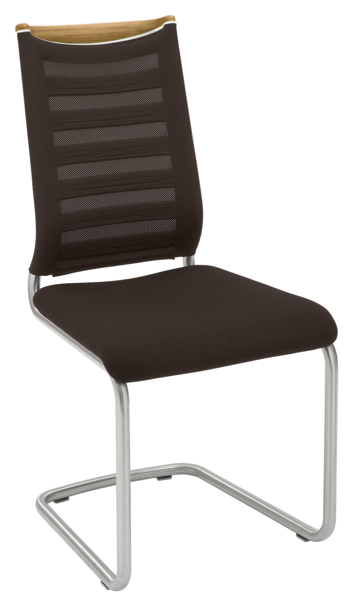 SCHWINGSTUHL  in Flachgewebe, Netz  - Edelstahlfarben/Eichefarben, Design, Holz/Textil (47/99/59cm) - Venjakob