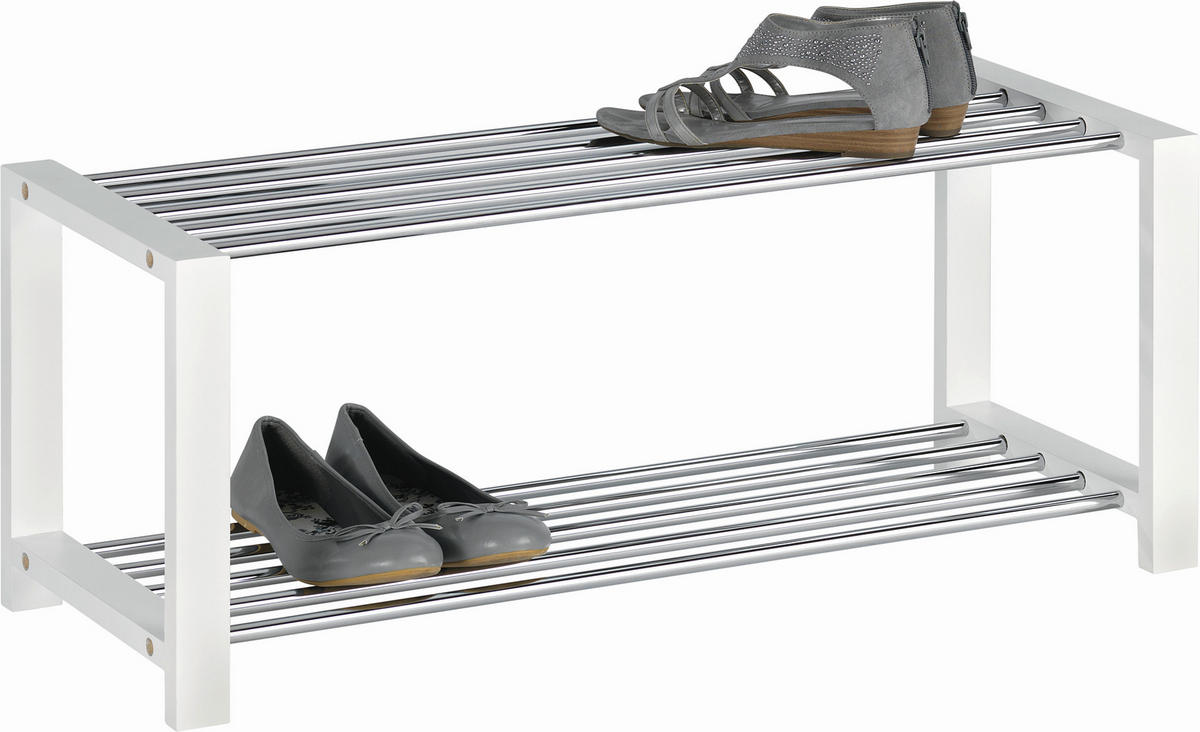 REGÁL NA TOPÁNKY, biela, chrómová, 80/32/30 cm - biela/chrómová, Design, kov/kompozitné drevo (80/32/30cm) - Carryhome
