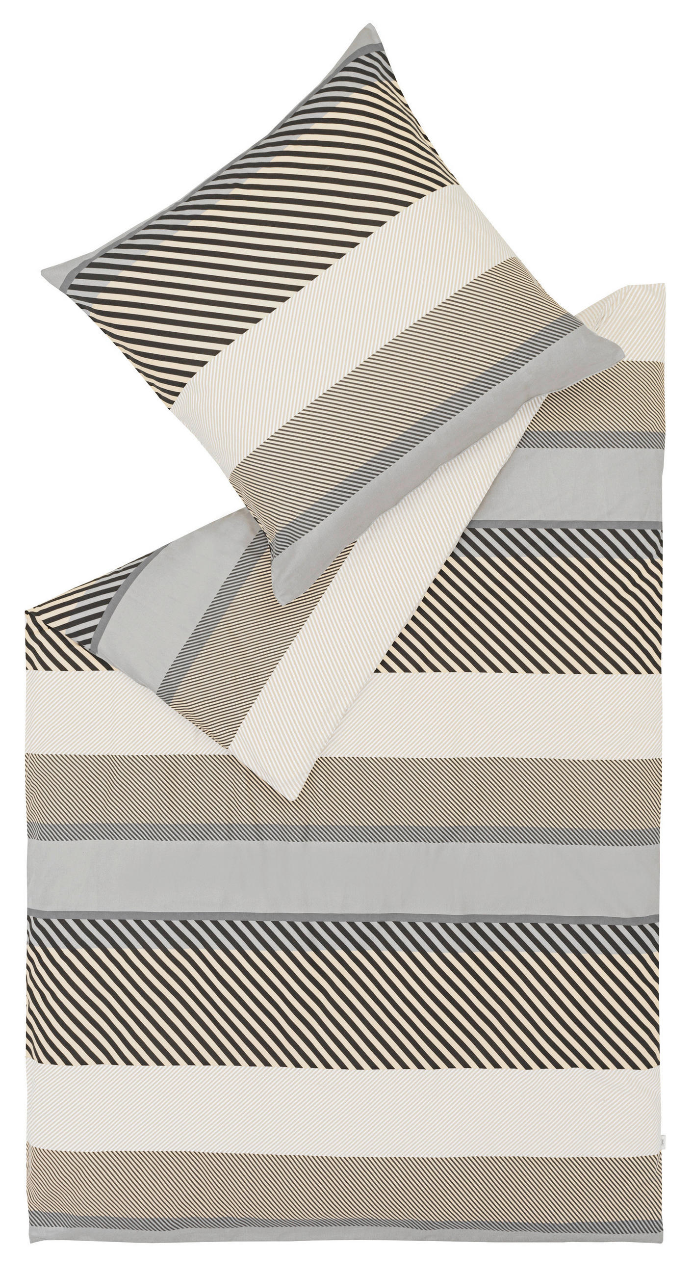 WENDEBETTWÄSCHE E-LENNON Flanell 135/200 cm  - Hellgrau/Schwarz, Basics, Textil (135/200cm) - Esprit