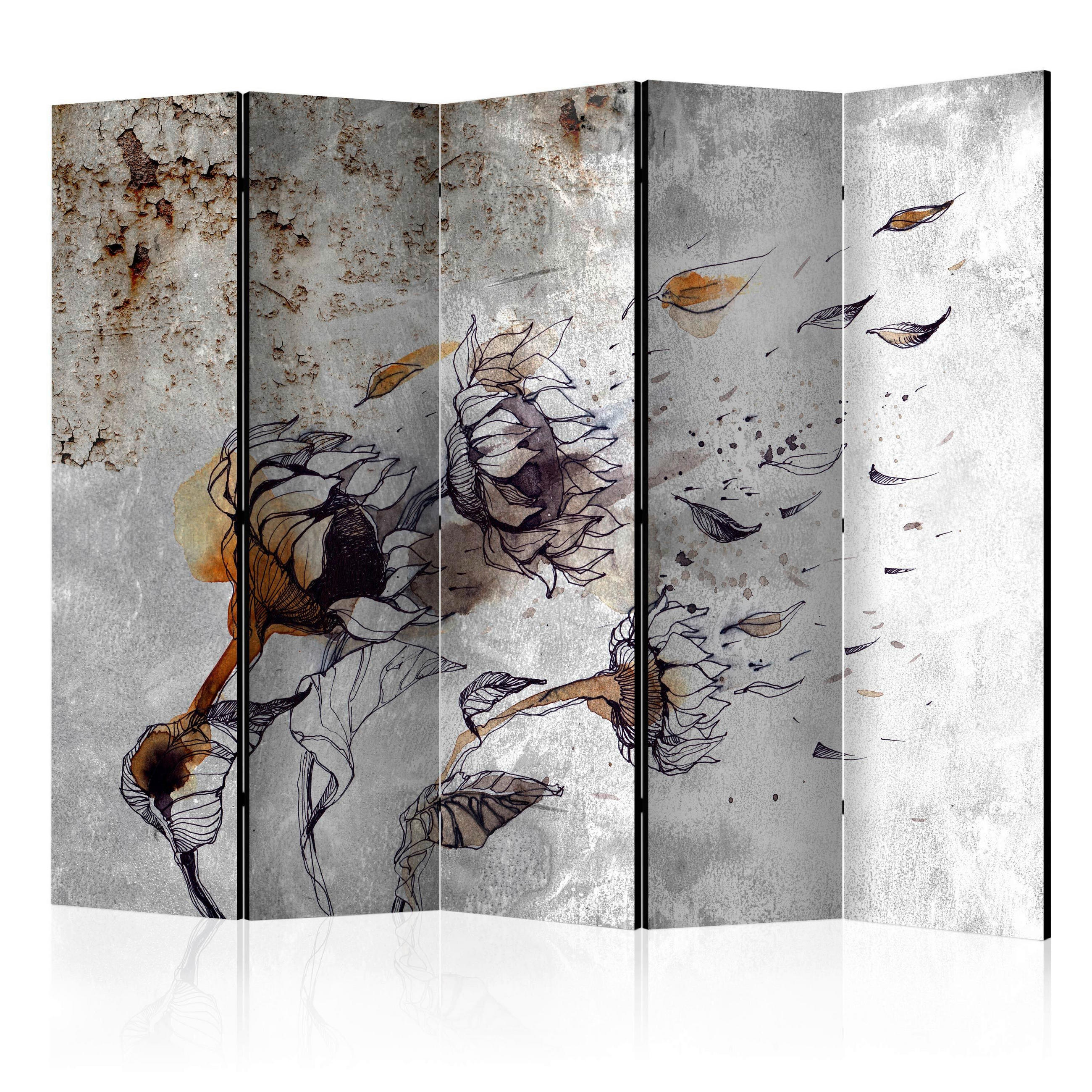 SKÄRMVÄGG  i trä, textil  brun, grå  - brun/grå, Basics, trä/textil (225/172/3cm) - artgeist
