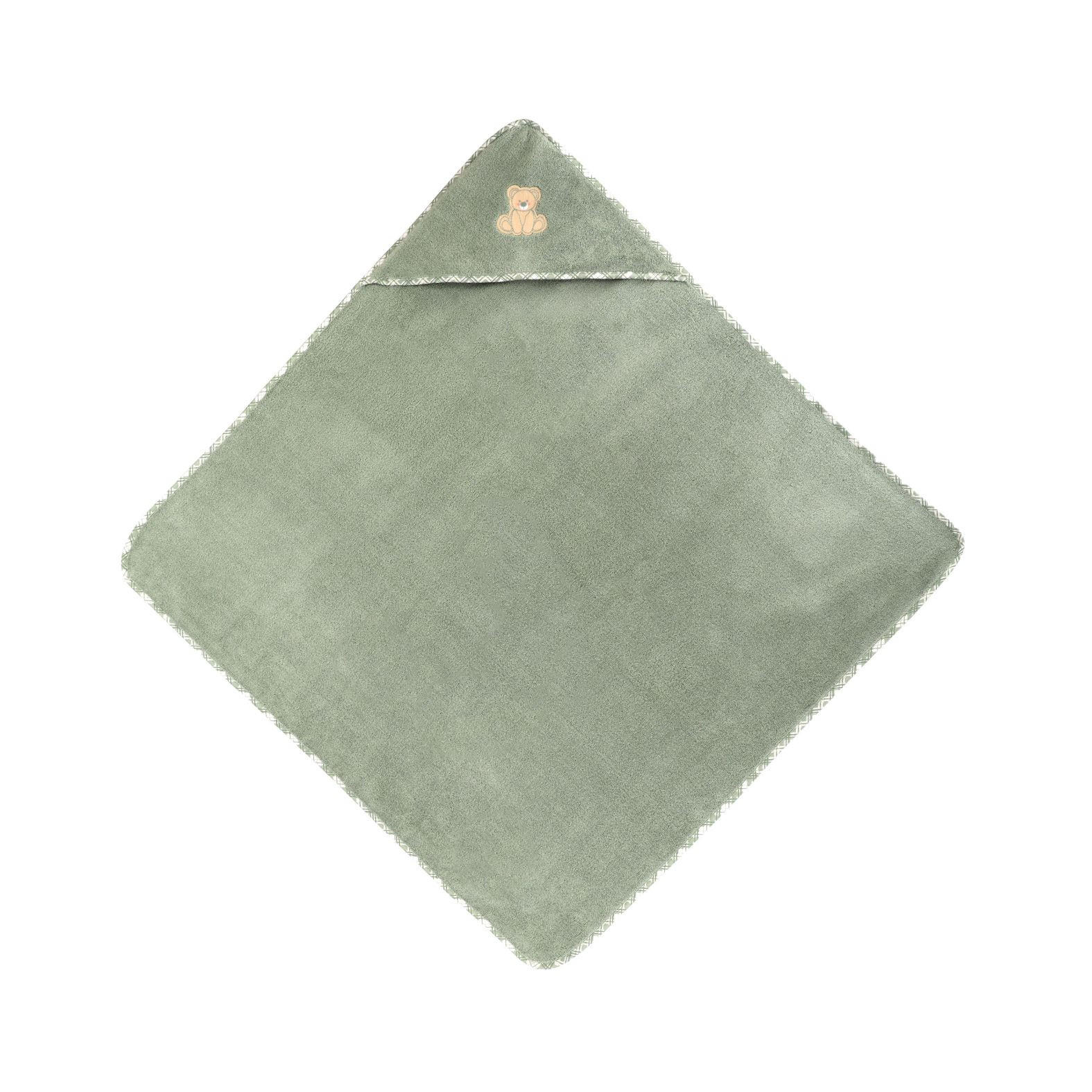 Vossen Kapuzenbadetuch Teddy Grün 100x100 cm