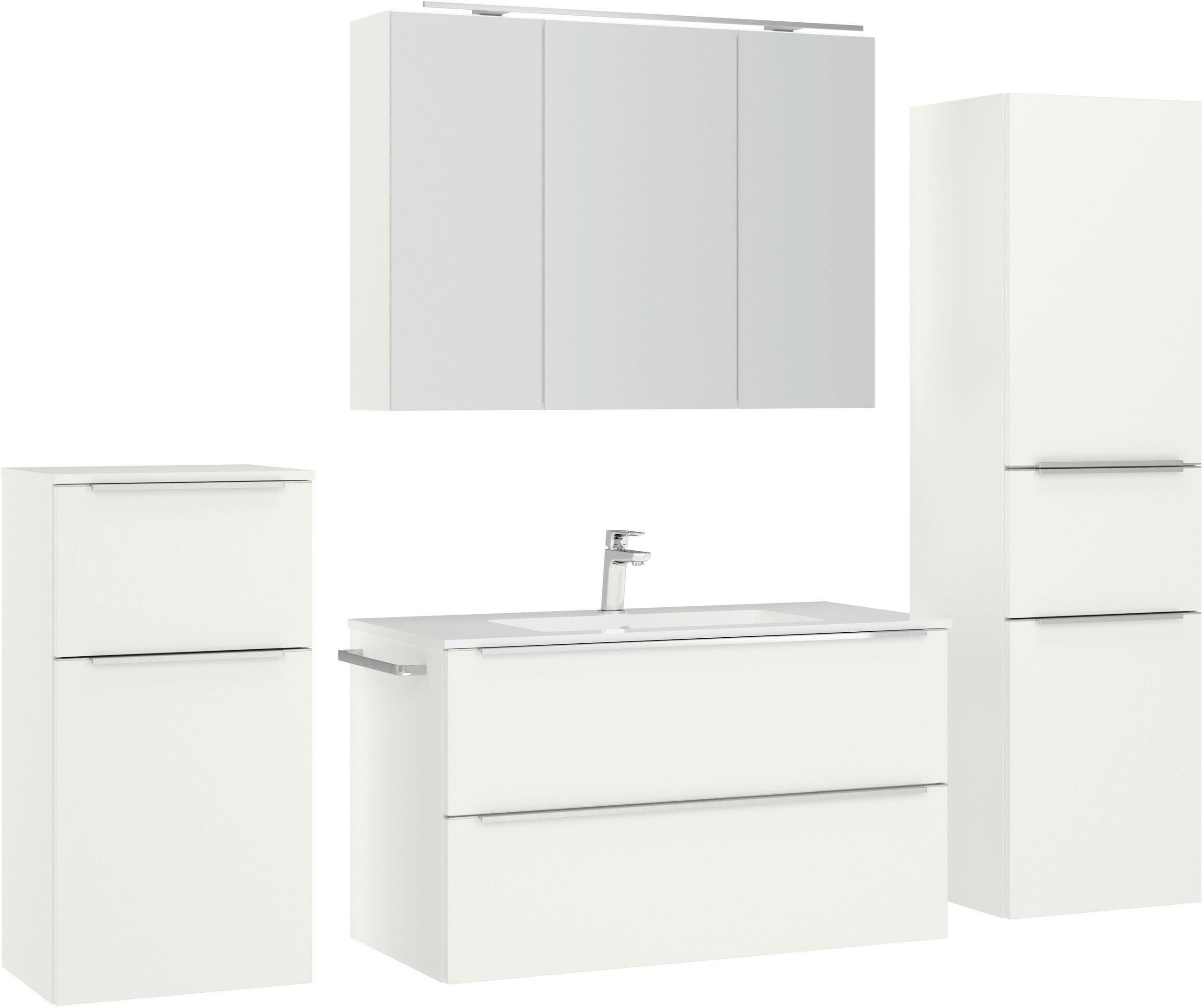 BADEZIMMER 5-teilig  in 191 cm  - Edelstahlfarben/Weiß, MODERN, Glas/Holzwerkstoff (191cm) - Nobilia