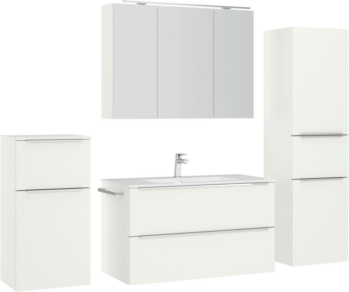 BADEZIMMER 5-teilig  in 191 cm  - Edelstahlfarben/Weiß, MODERN, Glas/Holzwerkstoff (191cm) - Nobilia