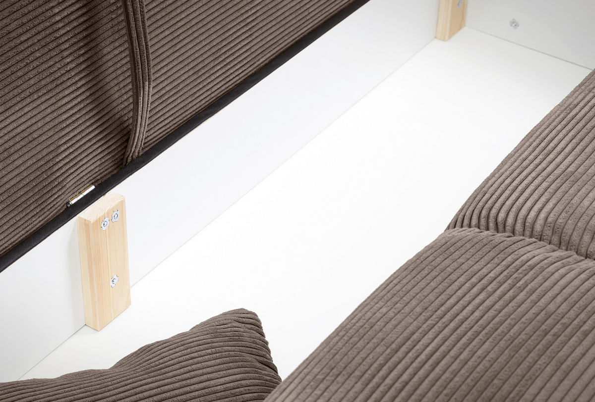 BIGSOFA in Cord Graubraun  - Chromfarben/Graubraun, Modern, Kunststoff/Textil (242/71/90/131cm) - Livetastic