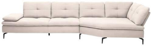 ECKSOFA in Flachgewebe Creme  - Creme/Schwarz, Design, Textil/Metall (344/157cm) - Chilliano
