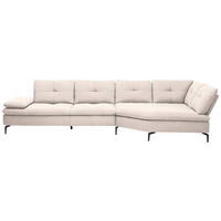 ECKSOFA in Flachgewebe Creme  - Creme/Schwarz, Design, Textil/Metall (344/157cm) - Chilliano