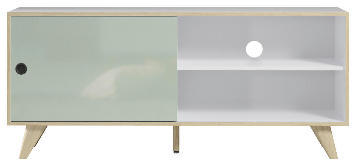 TV-ELEMENT  in 145/63/40 cm  - Eichefarben/Weiß Hochglanz, MODERN, Holzwerkstoff/Kunststoff (145/63/40cm) - Boxxx