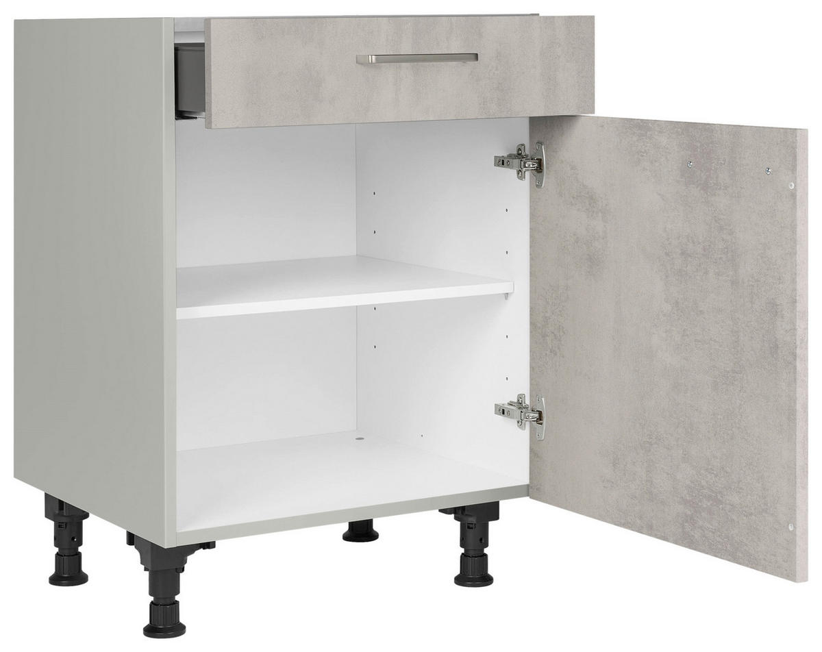 SCHUBKASTENUNTERSCHRANK 60/87/56 cm  in Hellgrau  - Edelstahlfarben/Hellgrau, MODERN, Holzwerkstoff/Metall (60/87/56cm) - Nobilia