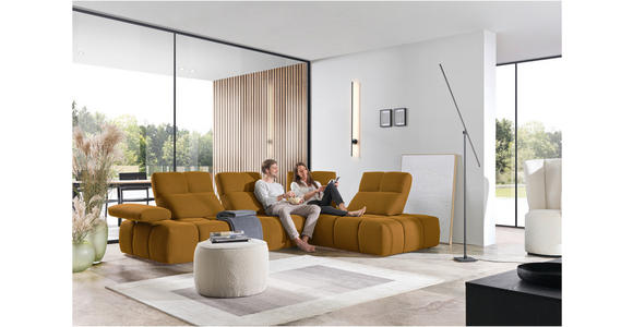 ECKSOFA in Struktur Senfgelb 313/233 cm - Senfgelb/Schwarz, Design, Kunststoff/Textil (313/233cm) - Emilio Belluti
