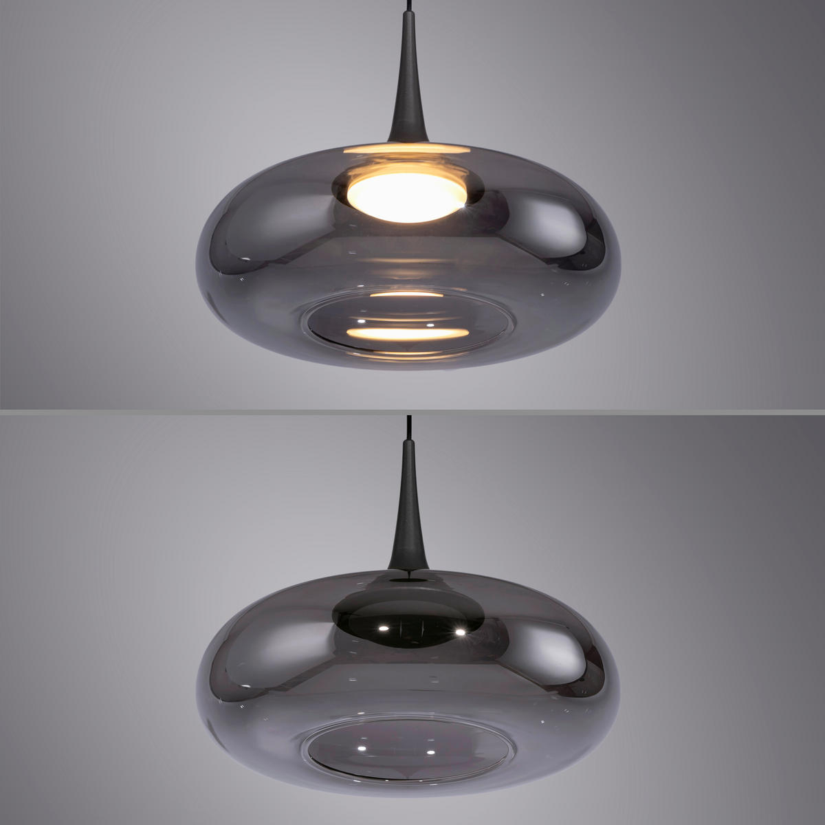 LED-PENDELLEUCHTE SW POSH 22/22/200 cm   - Grau, Design, Glas/Kunststoff (22/22/200cm) - Schöner Wohnen