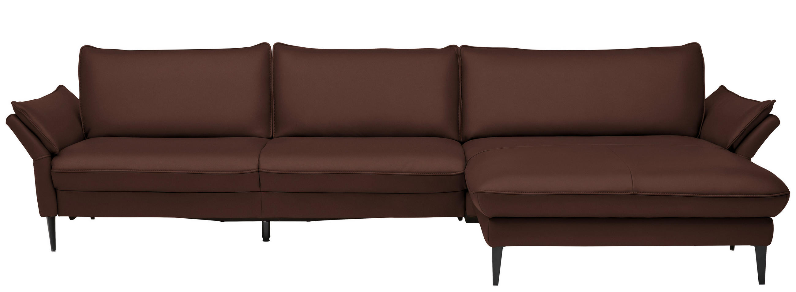 ECKSOFA in Echtleder Braun  334/172 cm  - Schwarz/Braun, Design, Leder/Metall (334/172cm) - Valdera