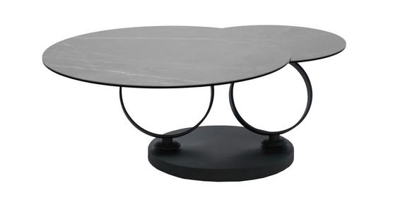 COUCHTISCH in Metall, Glas, Keramik 80-133,5/80/43 cm  - Schwarz/Grau, Design, Glas/Keramik (80-133,5/80/43cm) - Dieter Knoll