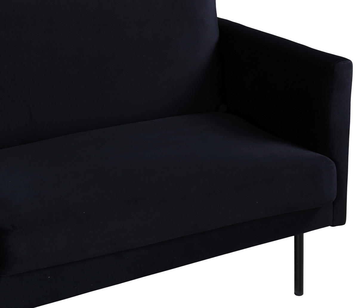 2-SITZER-SOFA in Samt Schwarz  - Schwarz, Design, Textil/Metall (180/78/80cm) - Livetastic