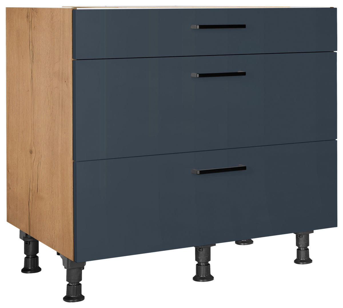 SCHUBKASTENUNTERSCHRANK 90/87/56 cm  in Blau, Eichefarben  - Blau/Eichefarben, MODERN, Holzwerkstoff/Metall (90/87/56cm) - Nobilia