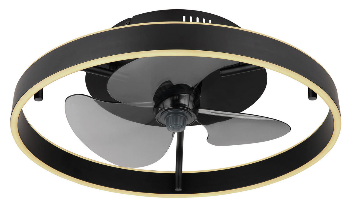 DECKENVENTILATOR - Schwarz/Weiß, KONVENTIONELL, Kunststoff/Metall (50/14,5cm) - Globo