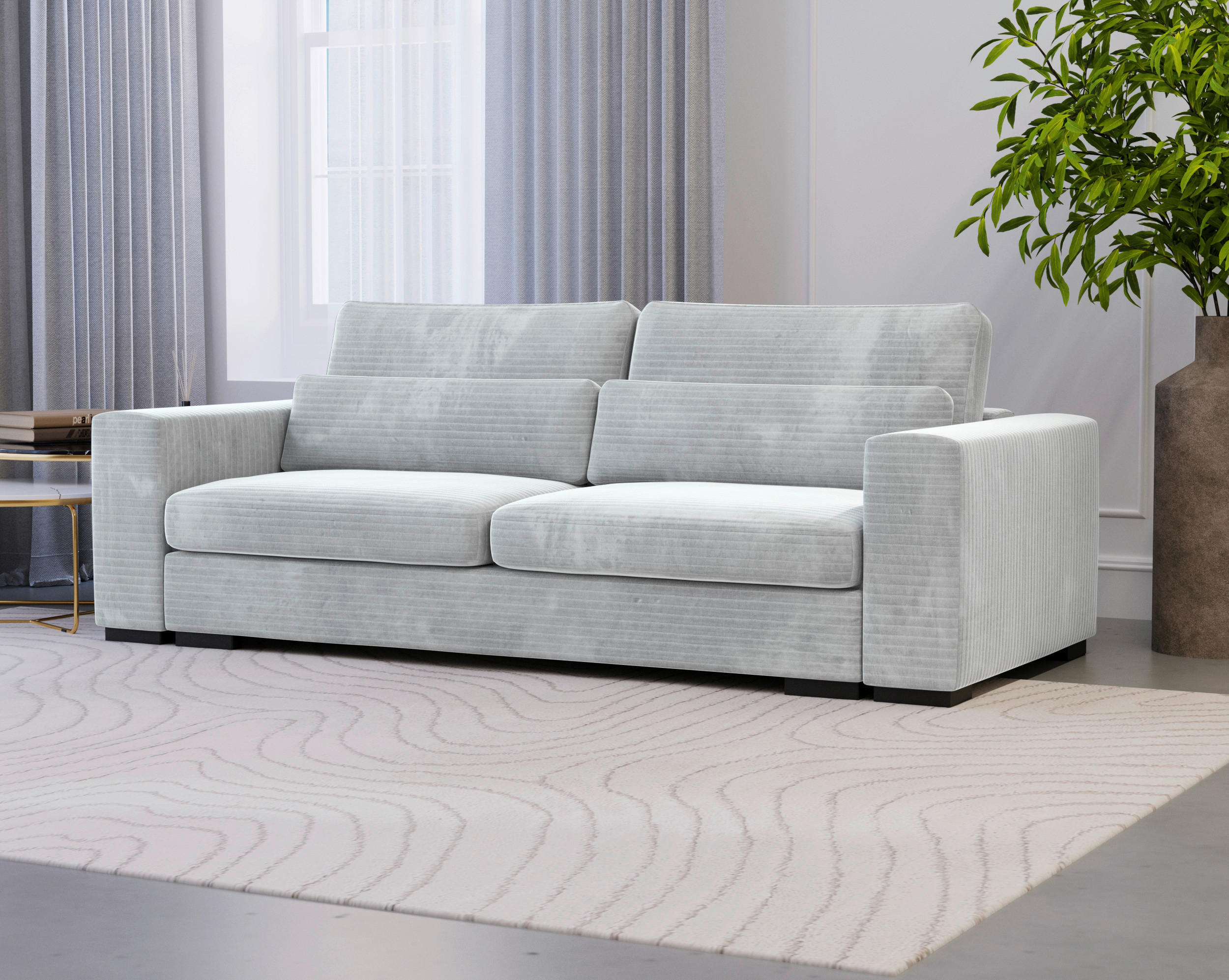 SCHLAFSOFA in Flachgewebe Hellgrau  - Hellgrau/Schwarz, Konventionell, Kunststoff/Textil (236/78/114cm) - Carryhome