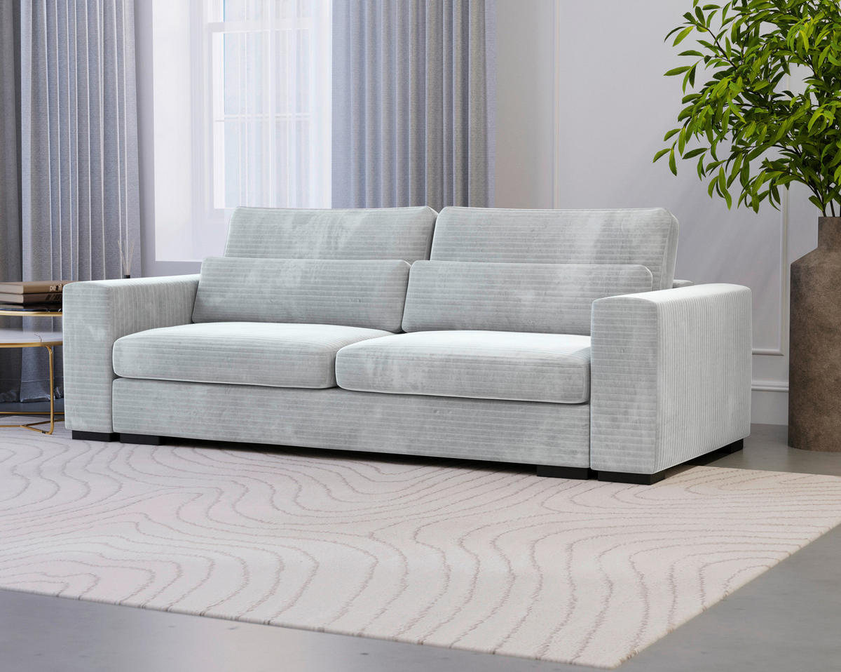 SCHLAFSOFA  mit Liegefunktion, Schlafen auf Sitzhöhe, Rücken echt Flachgewebe Hellgrau  - Hellgrau/Schwarz, KONVENTIONELL, Kunststoff/Textil (236/78/114cm) - Carryhome