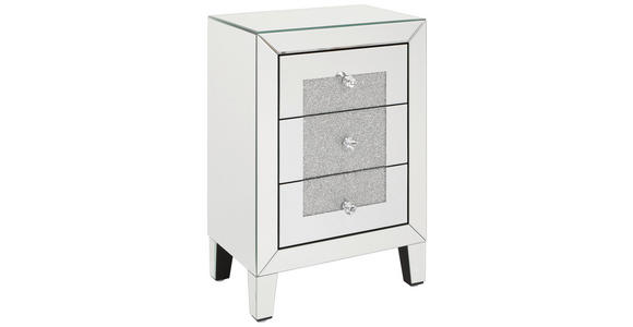 NACHTSCHRANK 45/65/30 cm - Silberfarben, Trend, Glas/Holzwerkstoff (45/65/30cm) - Xora