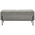 HOCKERBANK 121/47/41 cm Samt, Vliesstoff Grau, Schwarz  - Schwarz/Grau, Trend, Textil/Metall (121/47/41cm) - Xora