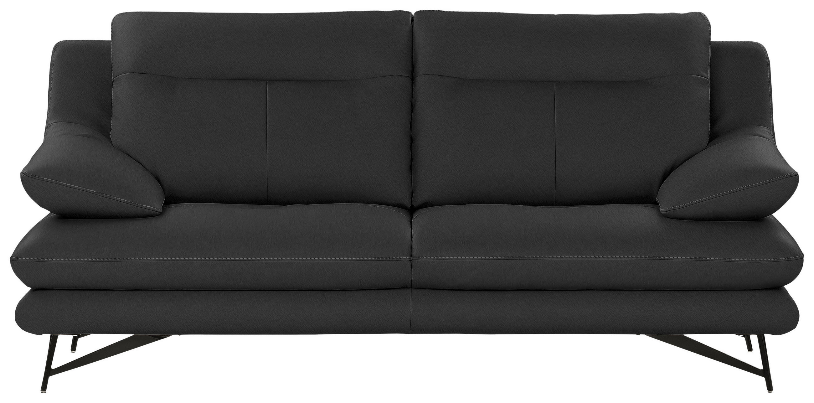 HÁROMÜLÉSES KANAPÉ bőr sötétszürke  - sötétszürke, Design, bőr/fém (215/90/109cm)