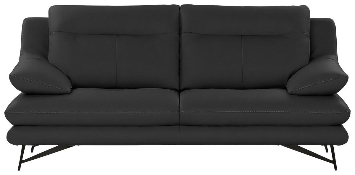 HÁROMÜLÉSES KANAPÉ bőr sötétszürke  - sötétszürke, Design, bőr/fém (215/90/109cm)