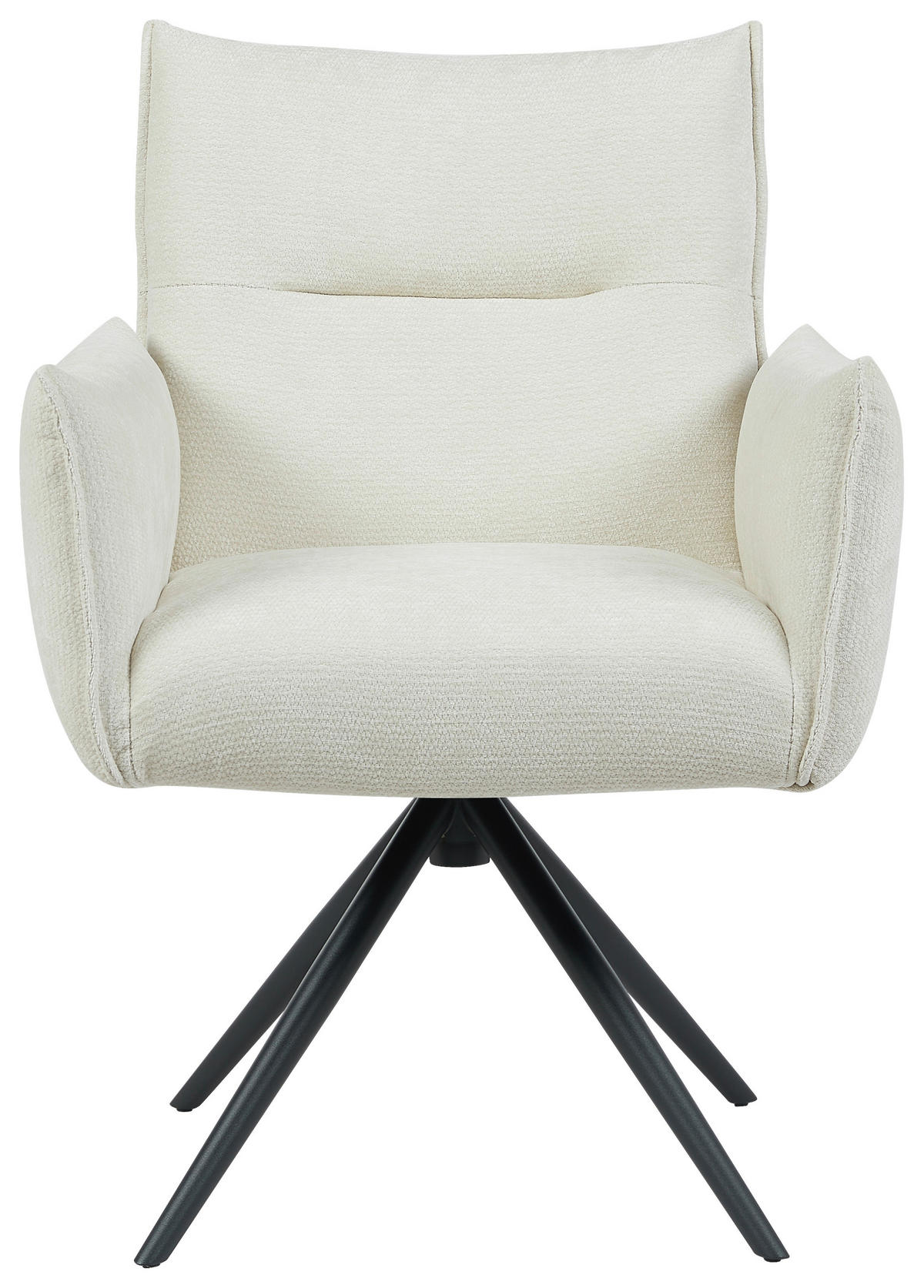 ARMLEHNSTUHL  Sitzfläche 360° drehbar, automatische Rückholfunktion Leinenoptik  - Beige/Schwarz, Design, Textil/Metall (67/86/62cm) - Stylife