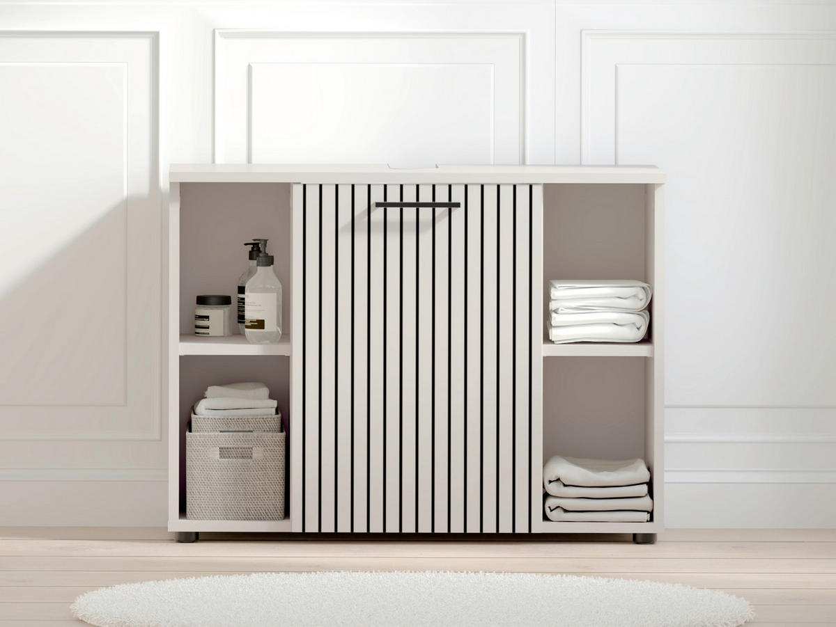 WASCHBECKENUNTERSCHRANK 80/62/35 cm  - Kaschmir/Schwarz, Trend, Holzwerkstoff/Metall (80/62/35cm) - Respekta