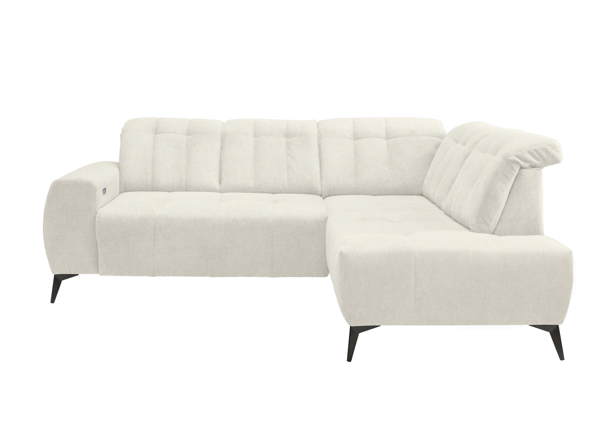 ECKSOFA in Mikrofaser Creme  - Creme/Schwarz, MODERN, Textil/Metall (261/200cm) - Livetastic