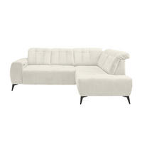 ECKSOFA in Mikrofaser Creme  - Creme/Schwarz, Modern, Textil/Metall (261/200cm) - Livetastic