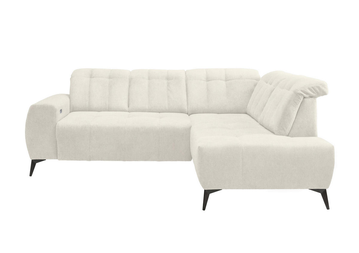 ECKSOFA in Mikrofaser Creme  - Creme/Schwarz, Modern, Textil/Metall (261/200cm) - Livetastic