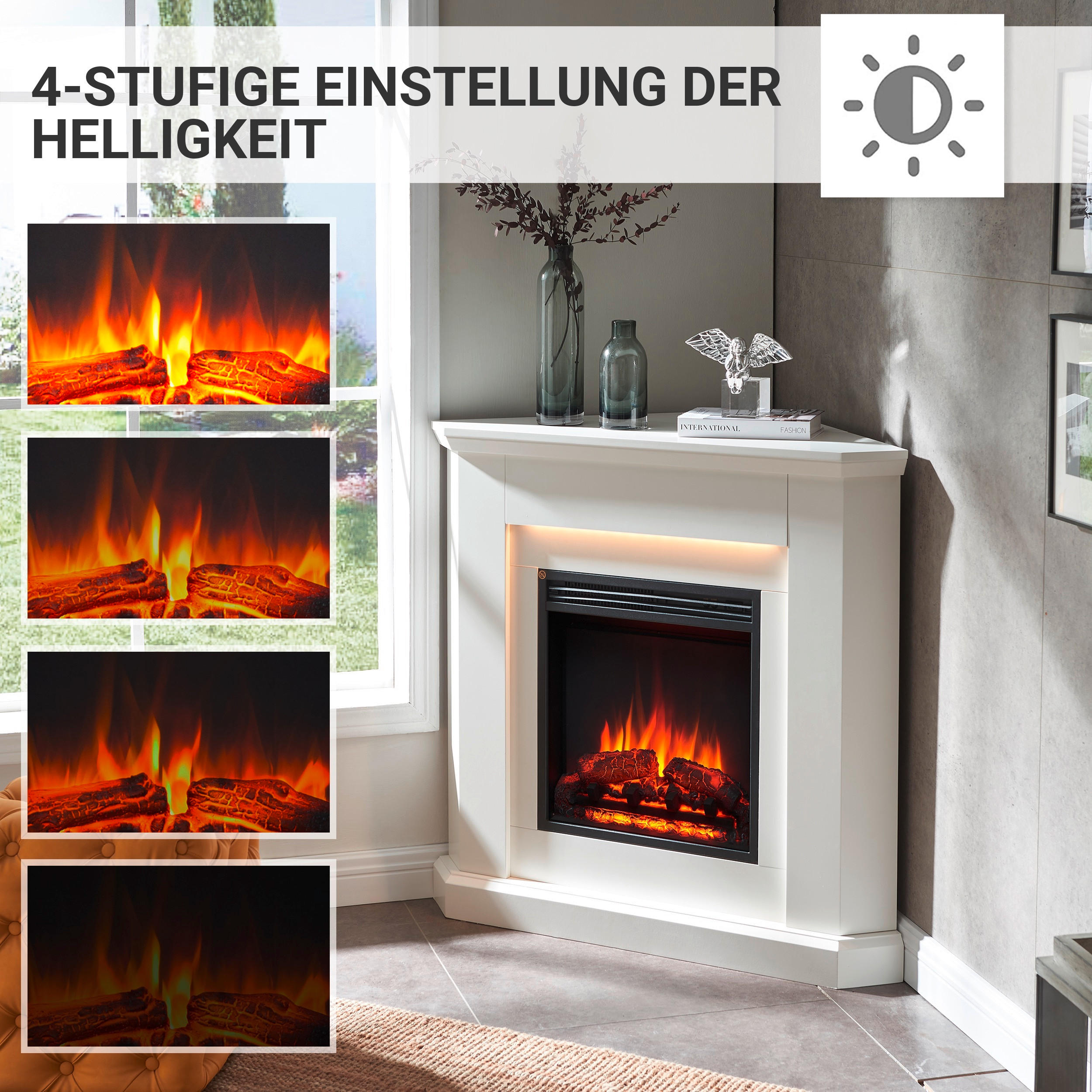 ELEKTROKAMIN - Weiß, Basics, Holzwerkstoff/Metall (92/92/58cm)