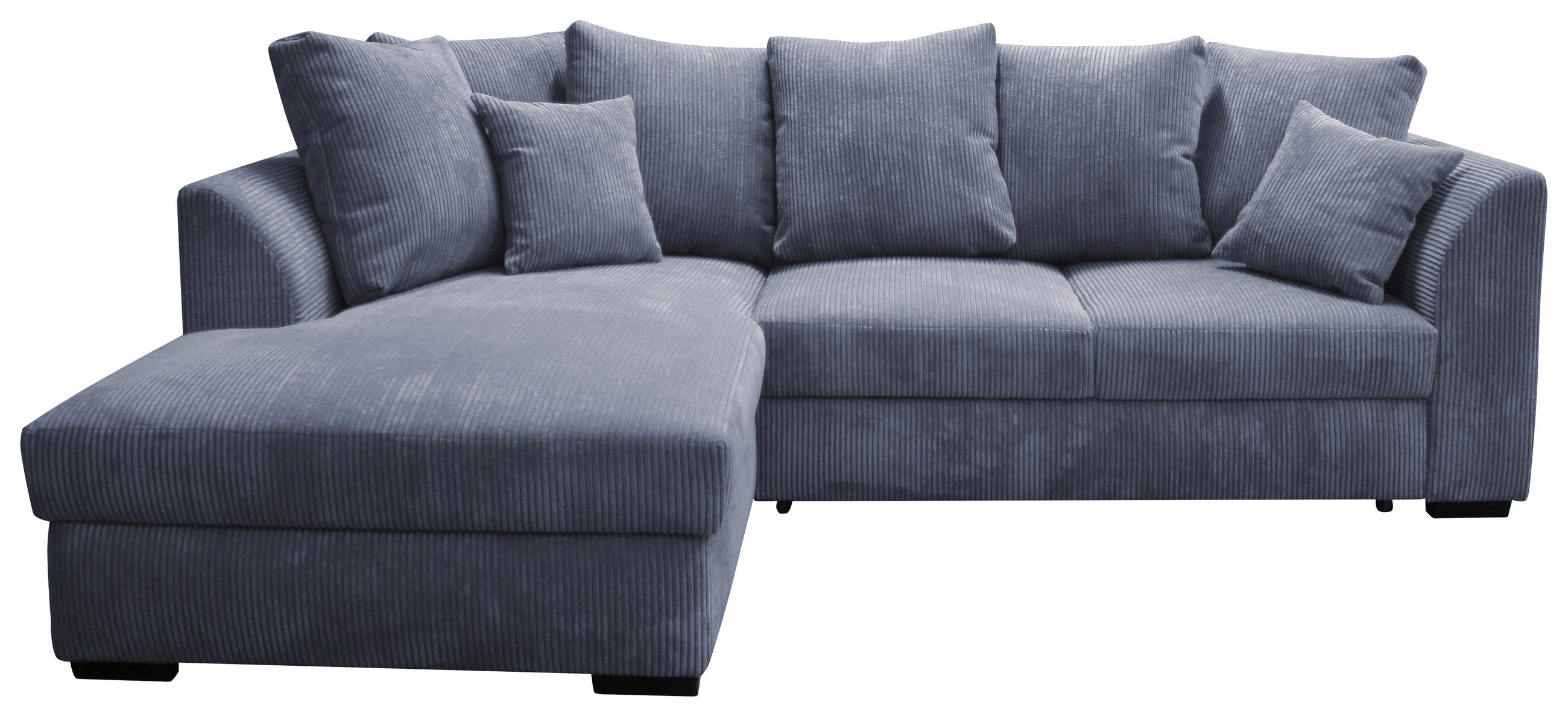 ECKSOFA inkl.Funktionen Grau Cord  - Schwarz/Grau, Design, Kunststoff/Textil (174/259cm) - Cantus