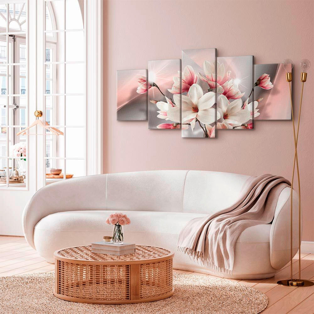 LEINWANDBILD Abstraktes, Blumen 100/50/1.2 cm  - Pink/Hellgrau, Basics, Holzwerkstoff/Textil (100/50/1.2cm) - artgeist