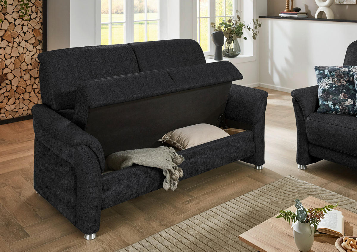 SITZGARNITUR Flachgewebe Schwarz  - Alufarben/Schwarz, Konventionell, Textil/Metall (198/172/96/93cm) - Beldomo Premium