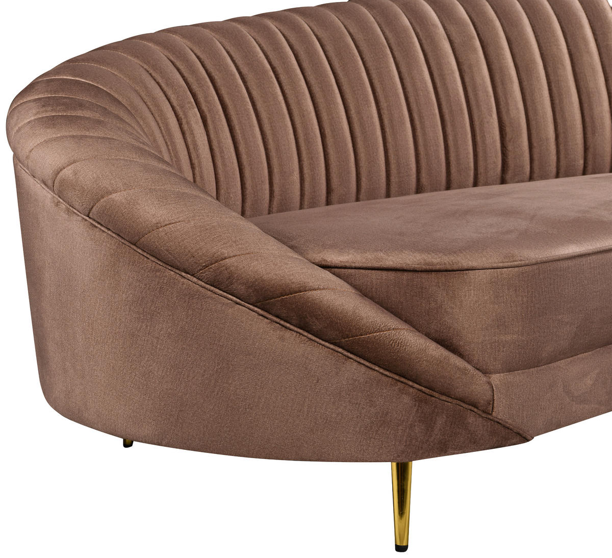 3-SITZER-SOFA ELARA Samt Braun  - Goldfarben/Braun, Design, Textil/Metall (246/81/111cm) - MID.YOU