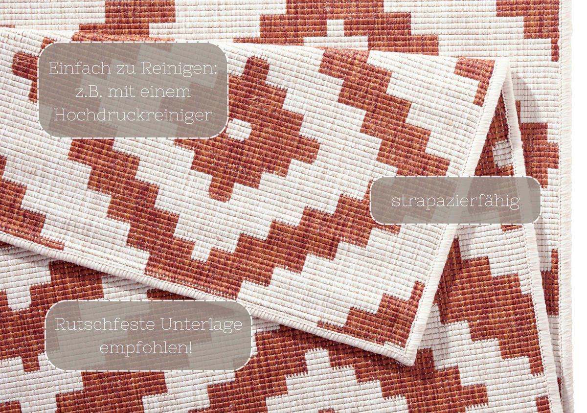 OUTDOORTEPPICH 80/150 cm Twin Terracotta, Creme  - Terracotta/Creme, Basics, Kunststoff (80/150cm) - Hanse Home