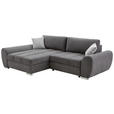 ECKSOFA Dunkelgrau Flachgewebe  - Chromfarben/Dunkelgrau, KONVENTIONELL, Textil/Metall (175/270cm) - Carryhome