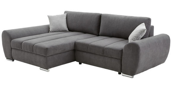 ECKSOFA Dunkelgrau Flachgewebe  - Chromfarben/Dunkelgrau, KONVENTIONELL, Textil/Metall (175/270cm) - Carryhome