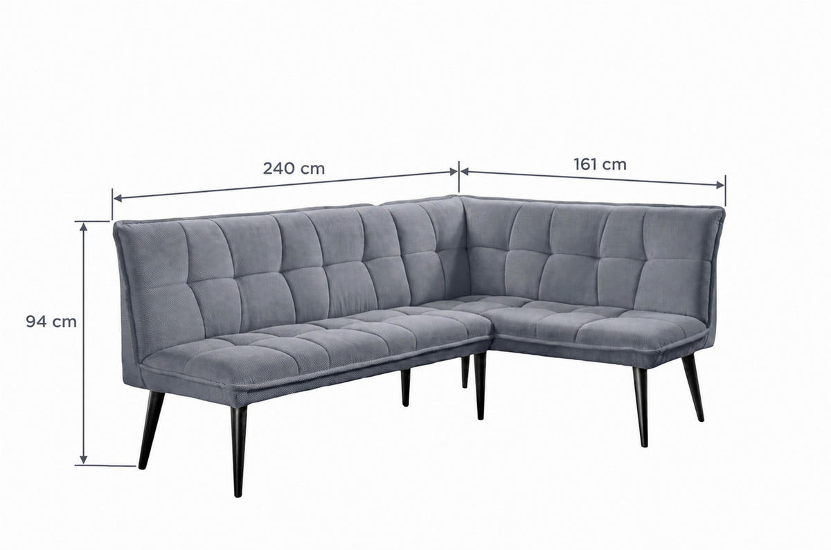 KLUPA KUTNA  antracit  drvo, tekstil, drvni materijal      - crna/antracit, Moderno, drvni materijal/drvo (240/161cm) - Livetastic