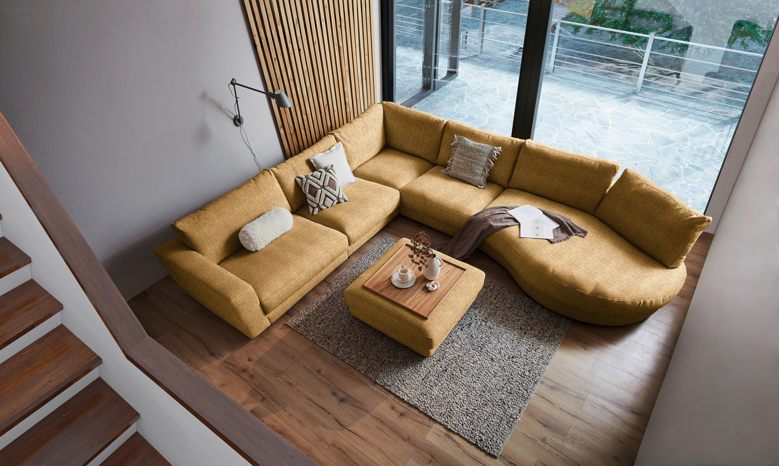ECKSOFA in Chenille, Cord Hellgrün  - Schwarz/Hellgrün, Design, Kunststoff/Textil (365/425cm) - Lomoco