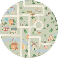 KINDERTEPPICH  Wohnzimmer 160 cm LIVING ECOVIA, waschbar Pastellblau, Salbeigrün, Aprikose rund  - Pastellblau/Salbeigrün, Trend, Kunststoff/Textil (160cm) - Lindorug