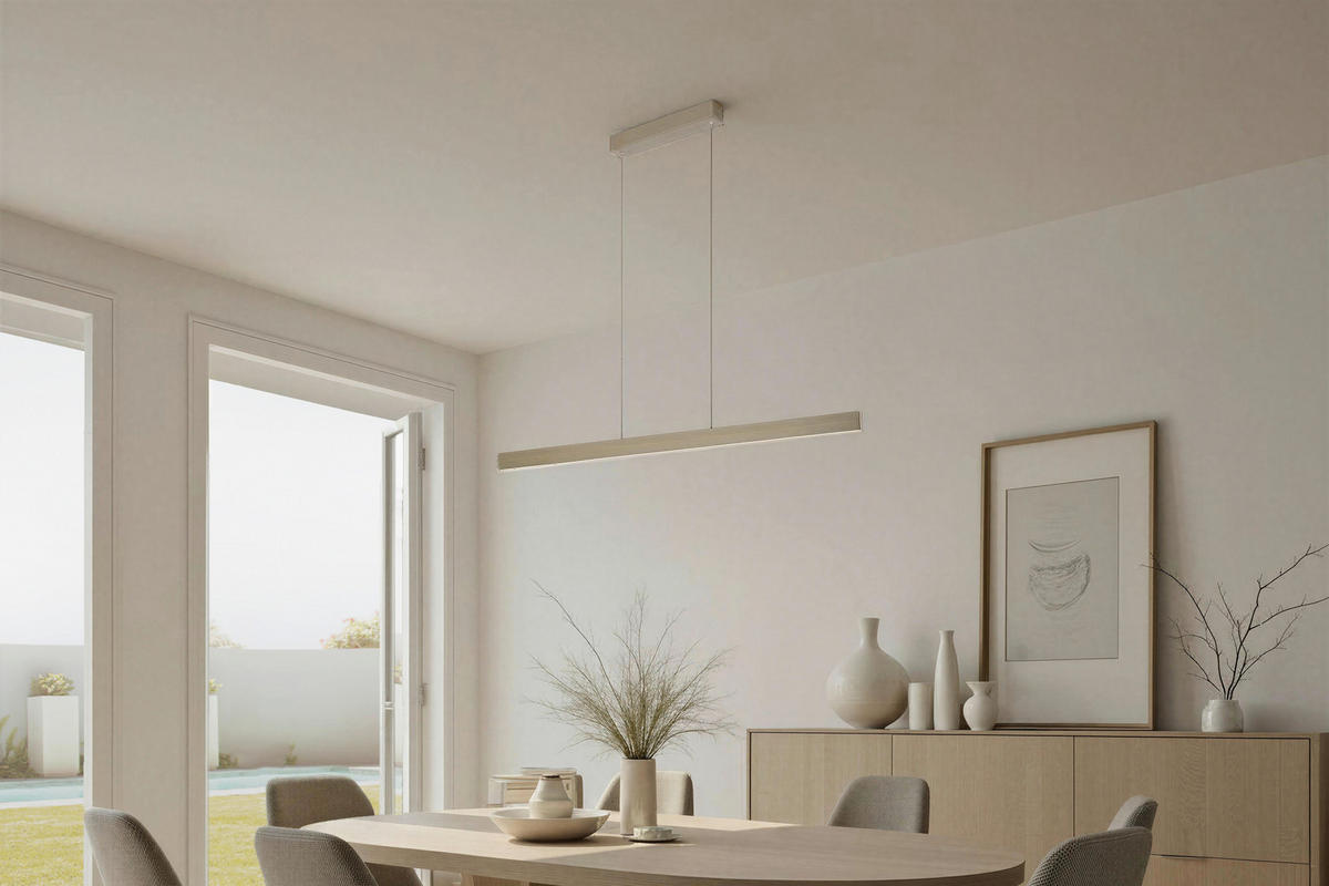 LED-HÄNGELEUCHTE Smart 150/3.5/150 cm   - Sandfarben, Design, Metall (150/3.5/150cm) - BOPP