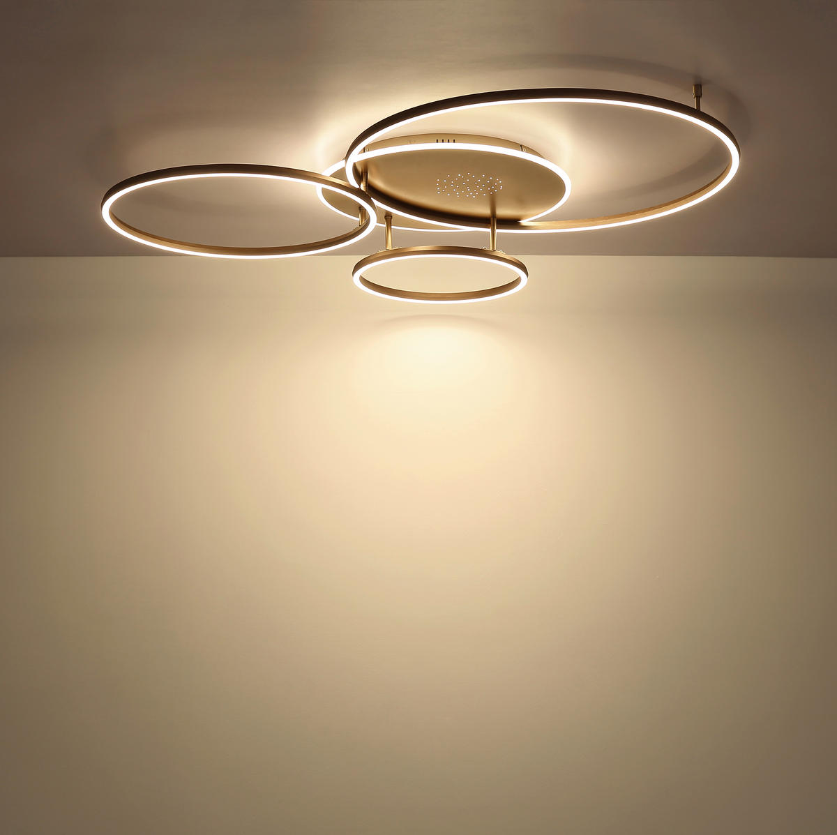 LED-DECKENLEUCHTE Glintia 116,6/86,4/13 cm  - Champagner/Opal, Design, Kunststoff/Metall (116,6/86,4/13cm) - Globo